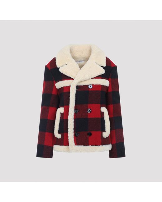 Céline Red Caban Shearling Jacket