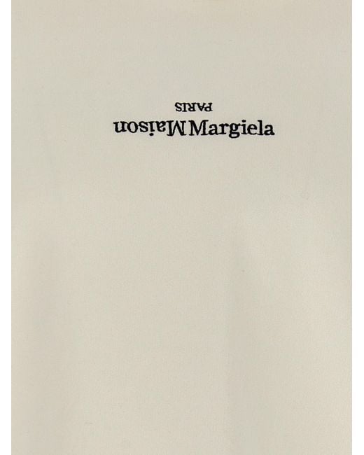 Maison Margiela Logo Embroidered Cotton Hoodie in White für Herren