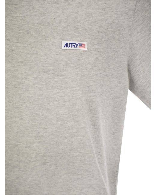 Camisa de cuello de la tripulación de con logotipo Autry de hombre de color Gray