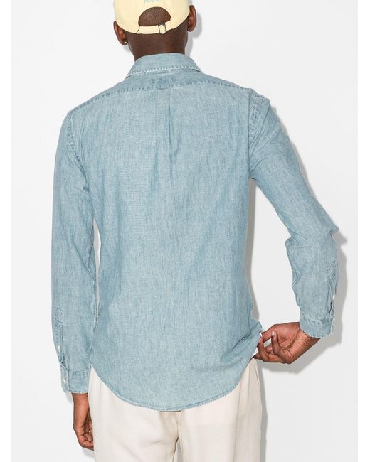 Polo Ralph Lauren Blue Slim-Fit Chambray Shirt for men