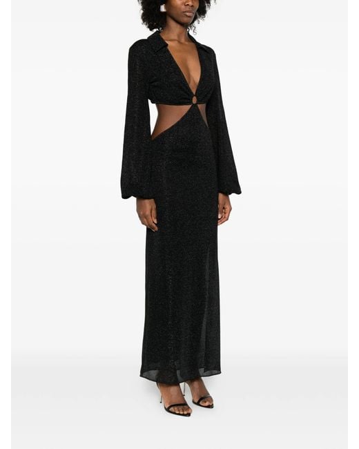 Oseree Black Lumiã¨Re Long Dress With Cut-Out