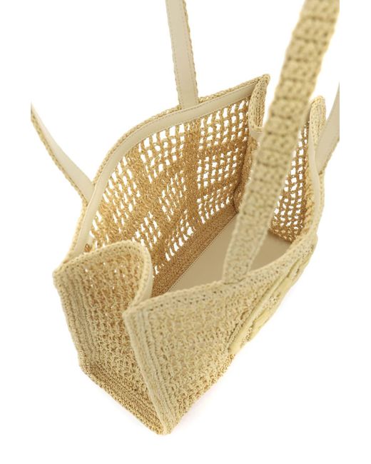 Tote Bag Ella In Crochet Di Rafia di Tory Burch in Natural