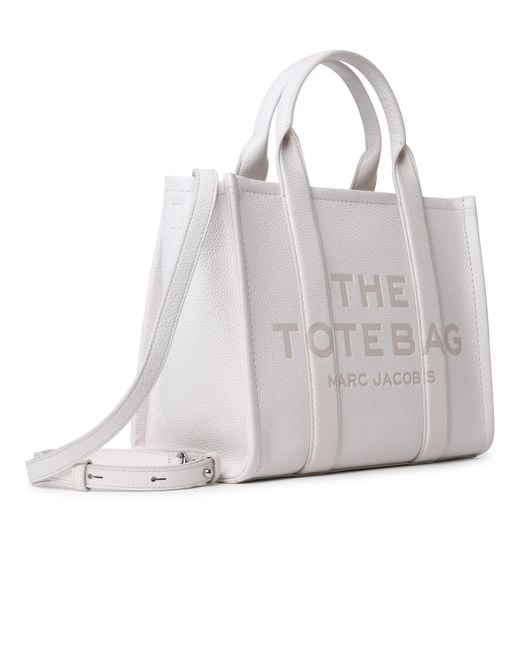 Marc Jacobs White Cream Leather Midi Tote Bag