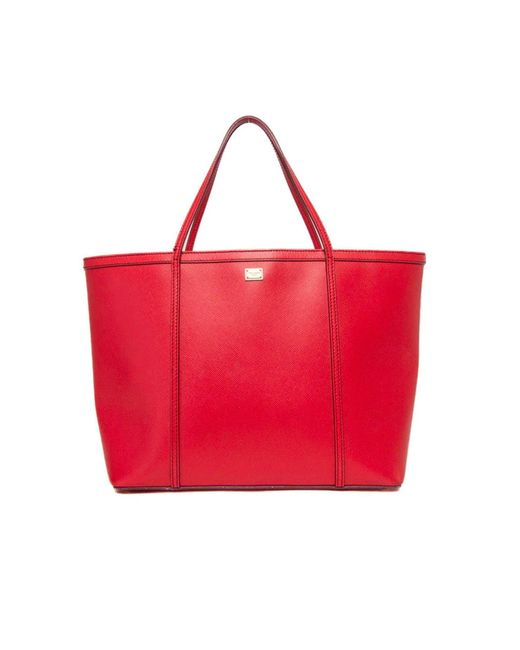 Dolce & Gabbana Red Leder-Einkaufstasche