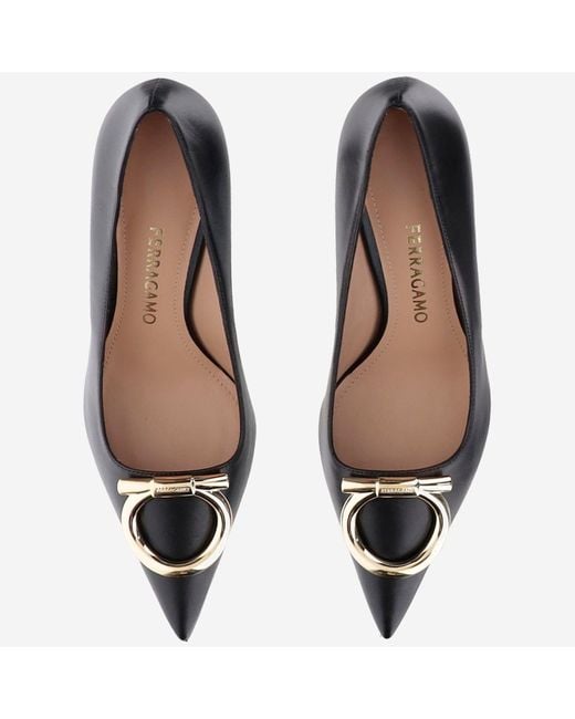 Ferragamo Black Gancini Maxi Pumps
