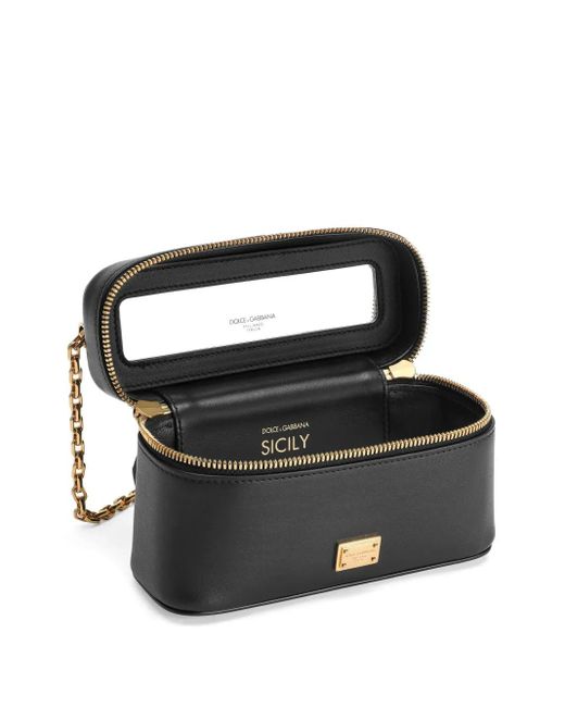 Dolce & Gabbana Black Schwarze Schultertasche Mit Kette