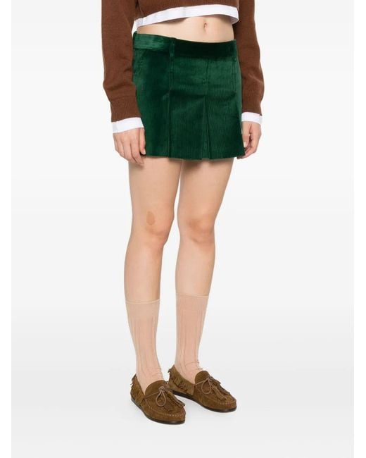 Miu Miu Green Gonne Velluto Coste