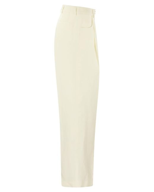 PT Torino Natural Gabrielle Viscose And Linen Trousers
