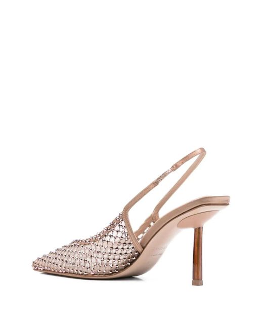 Le Silla Pink Gilda Crystal Embellished Heel Pumps 80mm