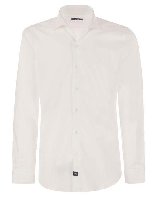 Fay White Stretch French Collar Shirt for men