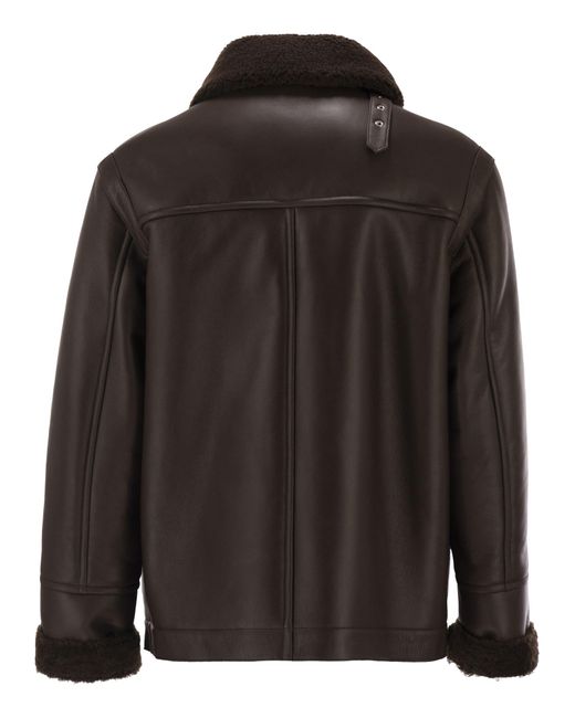 PT Torino Black Shearling Aviator Jacket for men