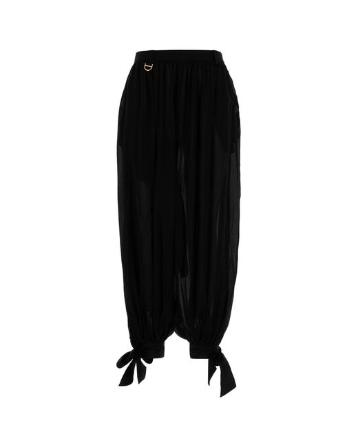 Chloé Black Pantaloni Fluidi A Pieghe