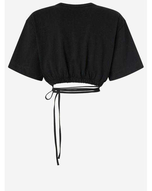 Pinko Black Cotton Top With Adjustable Drawstring