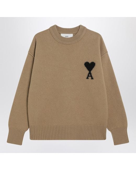 AMI Natural Camel Ami De Coeur Sweater for men