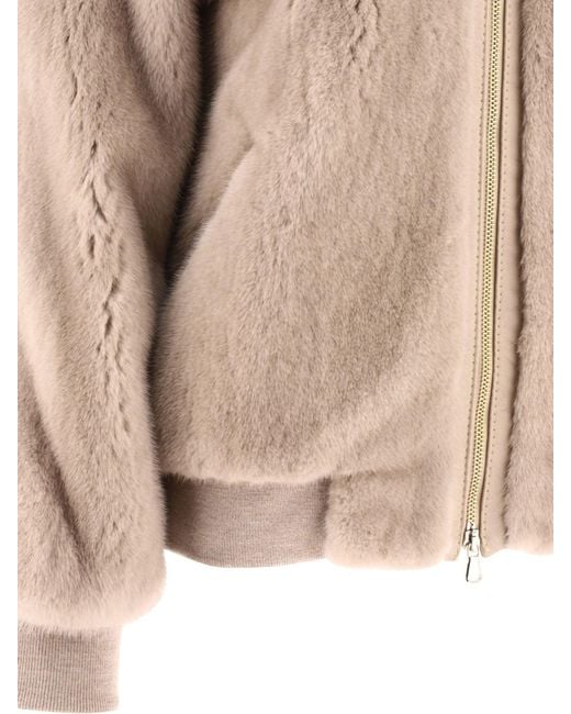 Giovi Natural Mink Fur Bomber Jacket Jackets