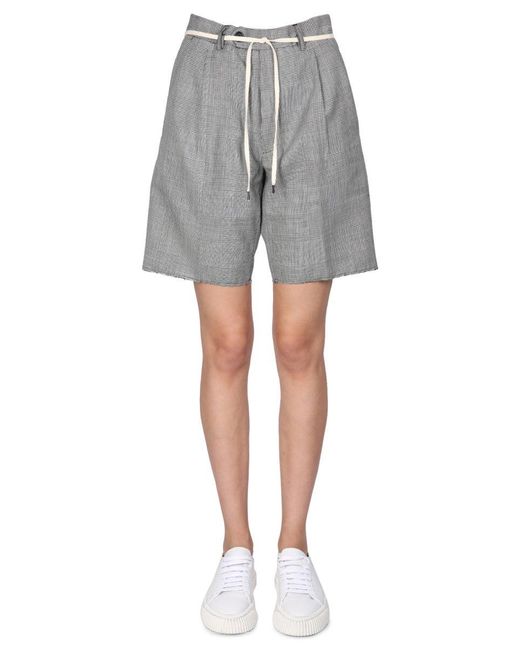 Aspesi Gray Stretch Flannel Bermuda Shorts for men
