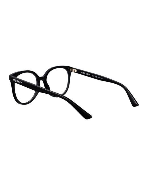 McQueen Black Transparent Recycled Acetate Glasses