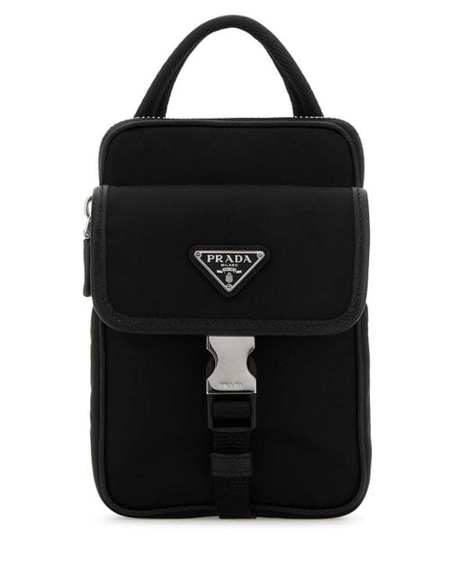 Prada Black Re-Nylon Phone Case for men
