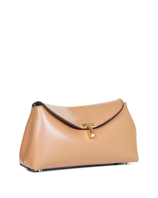 Totême Natural T-Lock Mini Leather Clutch