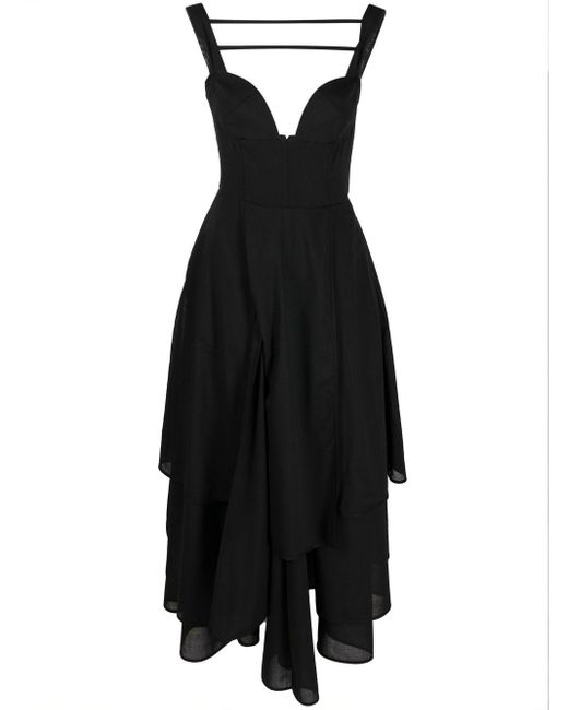 A.W.A.K.E. MODE Black Dress With Multi Panel Skirt