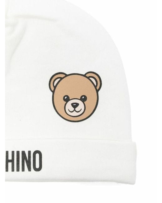 Moschino White "Bear" Logo Hat