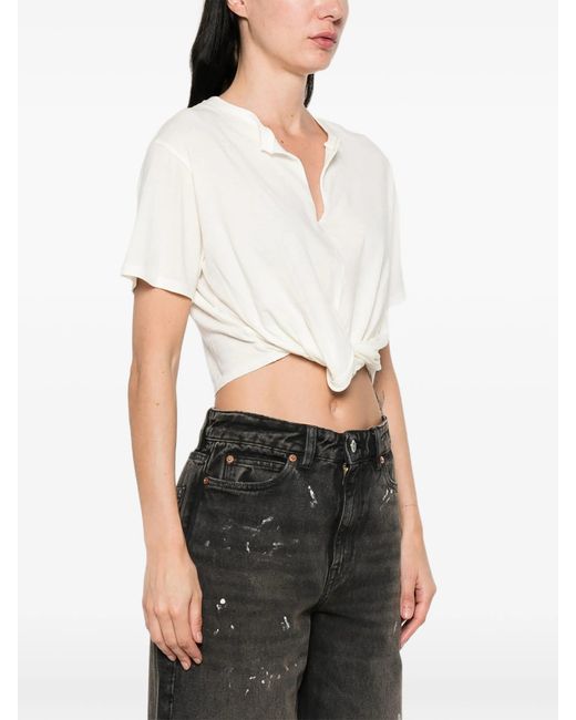 R13 White Twisted Front Tee