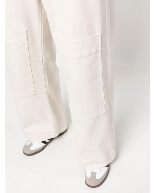 P.A.R.O.S.H. White Multiple-Pockets High-Waisted Trousers