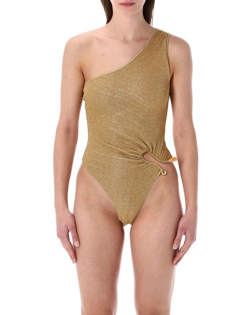 Oseree Multicolor Oserée Swimwear Lumière Stones One-Shoulder Maillot