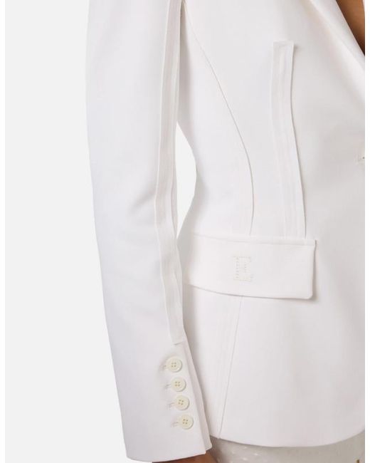 Elisabetta Franchi White Raw Cut Jacket