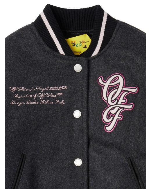 Off-White c/o Virgil Abloh Black Kids Patch Varsity Jacket