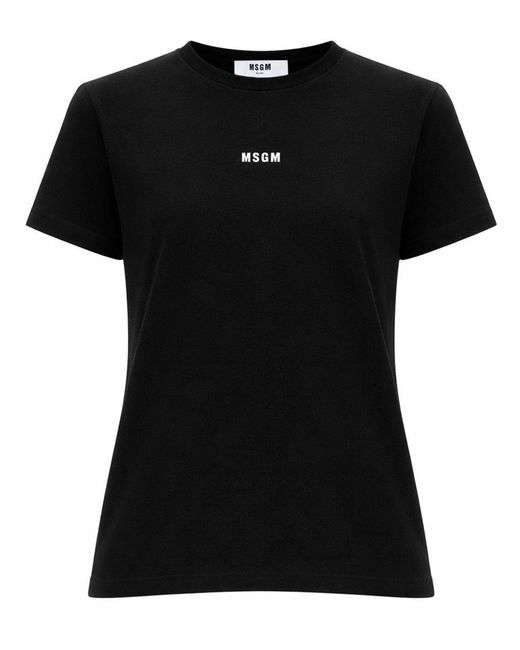 MSGM Black T-Shirt Con Micro Logo