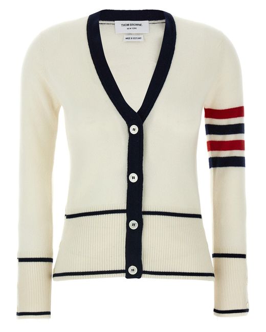 Thom Browne Natural '4 Bar' Strickjacke