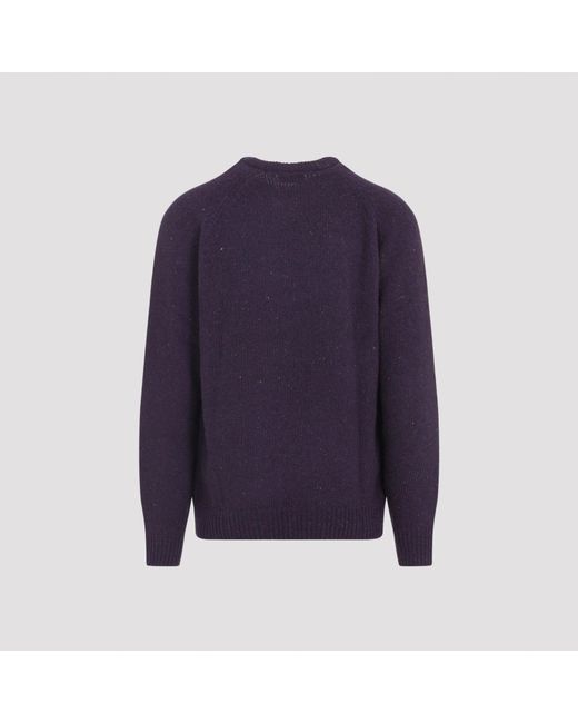 Carhartt Blue Knitted Wool Blend Sweater With Round Neck for men