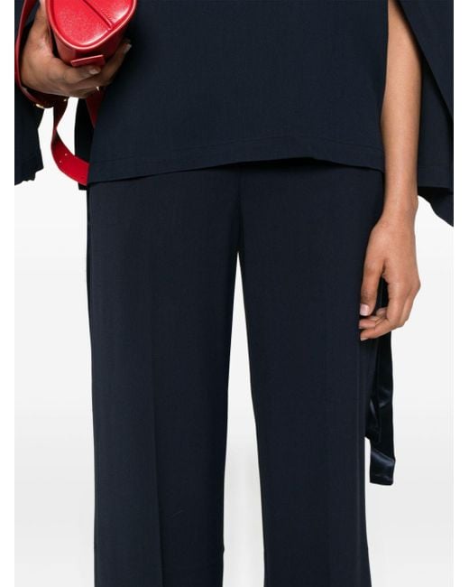 Erika Cavallini Semi Couture Blue Straight-Leg Cropped Trousers