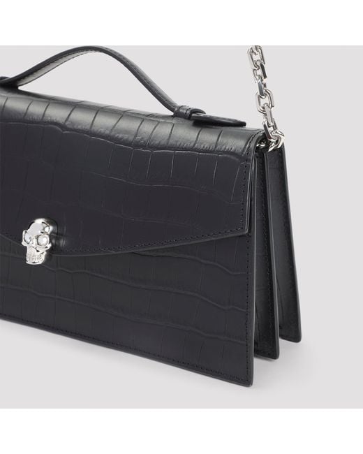 McQueen Black Mini Skull Top Handle Bag