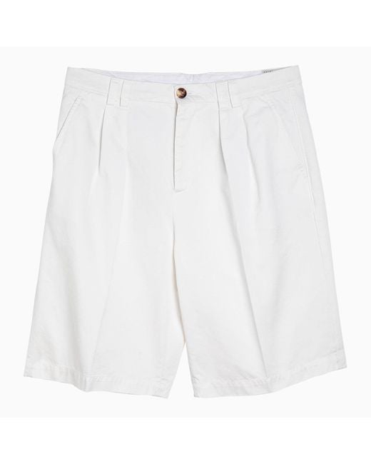 Brunello Cucinelli White Bermuda Shorts for men