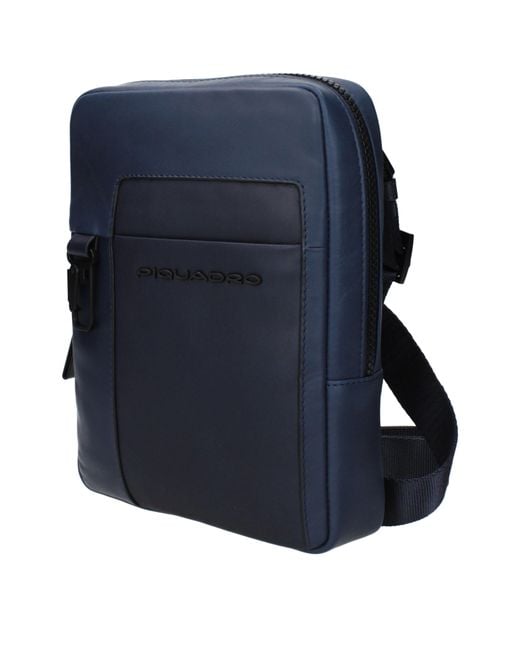 Piquadro Blue Leather Shoulder Bags