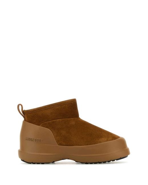 Moon Boot Brown Caramel Suede Luna Low Ankle Boots