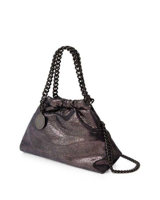 Stella McCartney Black Falabella Mini Tote Bag With Crackle Effect