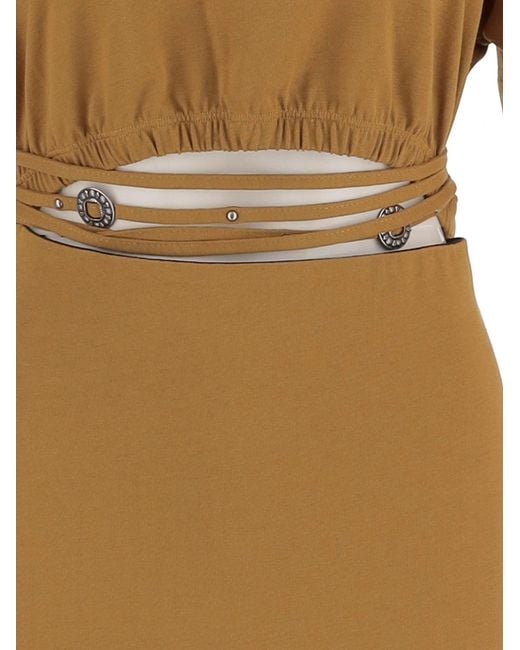 Pinko Natural Cotton Dress With Cut-Out Detail