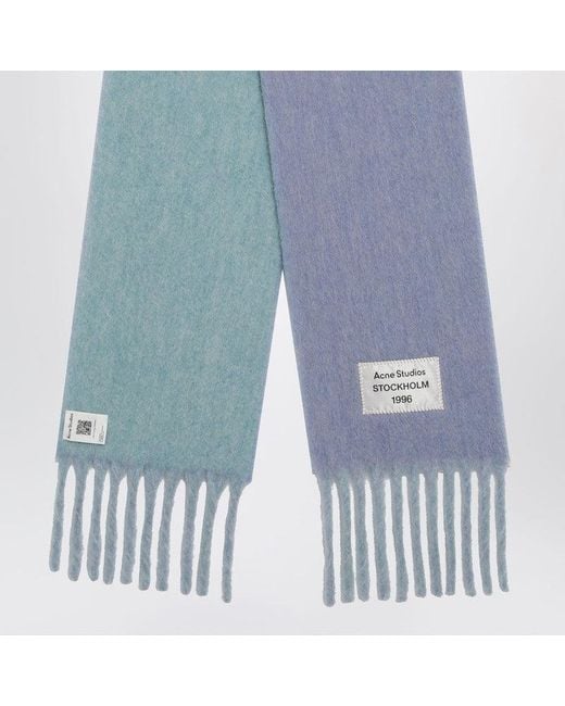 Acne Blue Bicolor Alpaca Scarf for men