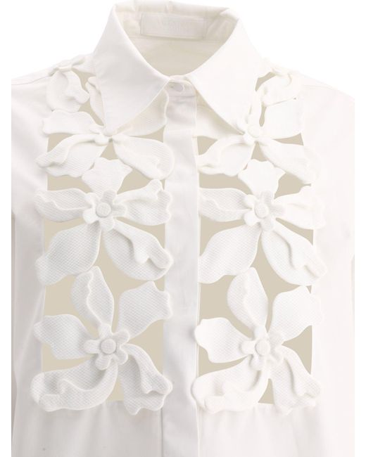 Camicia con ricamo di ibisco di Valentino in White