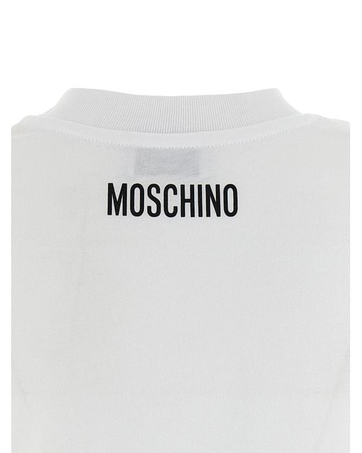 Moschino White Frontdruck T -Shirt
