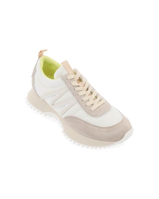 Pacey Sneakers en cuero de nylon y gamuza. Moncler de color White