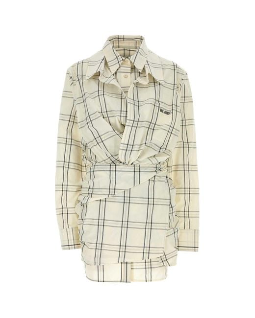 The Attico White Embroidered Cotton Mini Shirt Dress