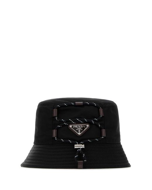 Prada Black Re-Nylon Bucket Hat for men