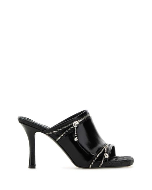 Burberry Black Leather Peep Mules for men