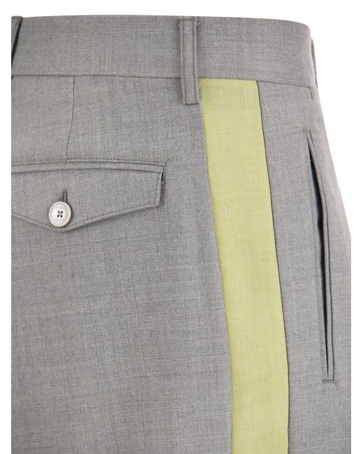 Pantalones a medida de lana de lana fresca Etro de color Gray