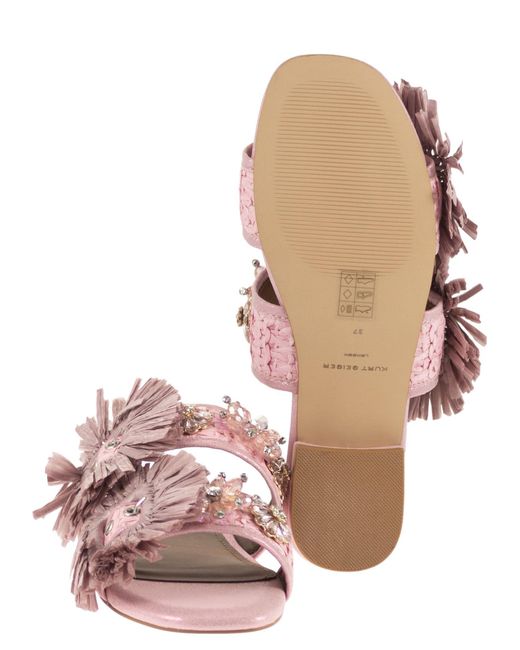 Kurt Geiger Pink Jewel Flat Sandals