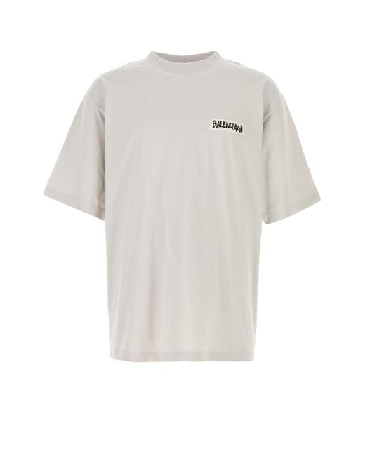 Balenciaga White Chalk Cotton T Shirt